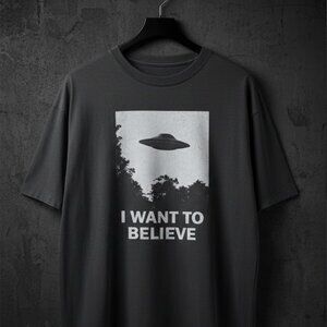 I Want to Believe T-shirt- Retrox Files Tee- UFO Clothing